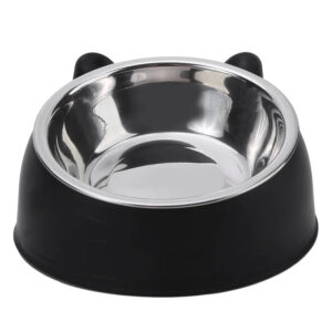 Black inclined stainless-steel bowl for cats and small dogs